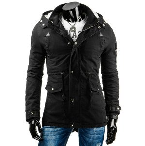 Pánska prešívaná zimná bunda s odnímateľnou kapucňou čierna - Čierna / XXL - DSTREET XXL černá
