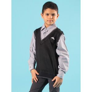 Chlapčenský sveter v čiernej a sivej farbe 140
