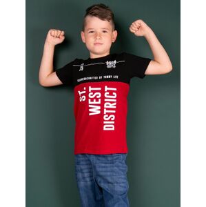 TOMMY LIFE Čierno-červené tričko pre chlapcov 104