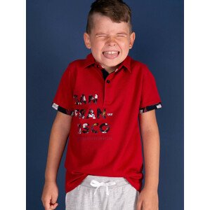 Červené chlapčenské polo tričko s potlačou TOMMY LIFE 164