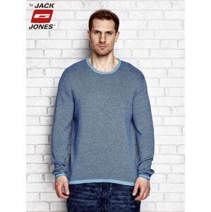 Modrý pánsky sveter s melanžovým vzorom XL
