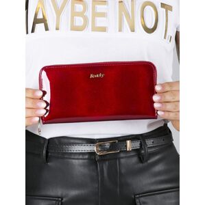 Lakovaná červená peňaženka s kožušinovým vzorom jedna velikost