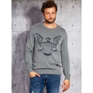 Pánsky sveter s emblémom šedý L