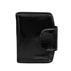 Čierna lakovaná kožená peňaženka s chlopňou jedna veľkosť