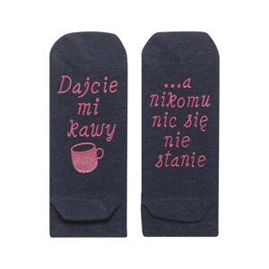 Ponožky sa životnými inštrukciami SOXO - "DAJCIE MI kawy" ( "Dajte mi kávu") GRANATOWY 35–40