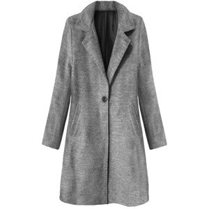 Tmavo šedý minimalistický kabát na gombík (3106) šedá M (38)