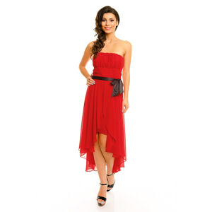 Spoločenské šaty korzetové MAYAADI s mašľou a asymetrickou sukňou červené - Červená - MAYAADI XL červená