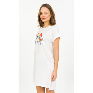 Dámska nočná košeľa s krátkym rukávom Colorful biela XL