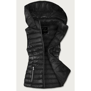 Čierna prešívaná lesklá dámska vesta (7000BIG) černá 46