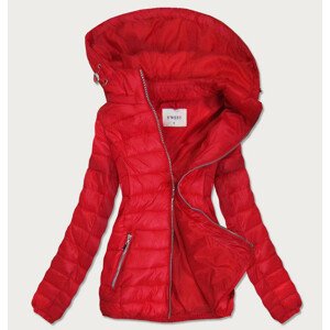 Červená prešívaná dámska bunda s odopínacou kapucňou (B0106) czerwony M (38)