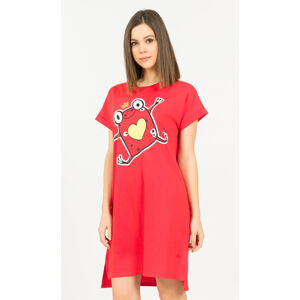 Dámska nočná košeľa s krátkym rukávom Žabka červená XL