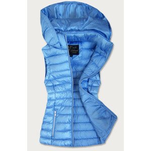 Svetlo modrá prešívaná lesklá dámska vesta (7000) niebieski S (36)
