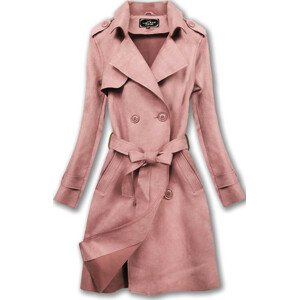 Ružový dámsky dvojradový kabát (6003) ružová L (40)
