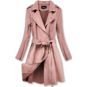 Semišový kabát v staroružovej farbe (6004) różowy XL (42)