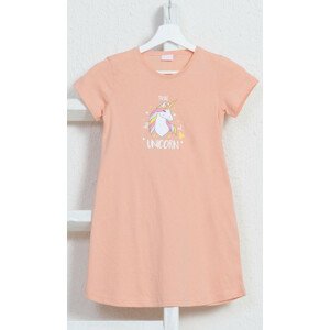 Detská nočná košeľa s krátkym rukávom Jednorožec svetlý losos 5 - 6