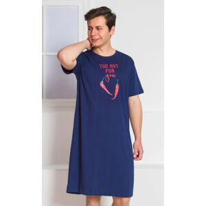 Pánska nočná košeľa s krátkym rukávom Chilli tmavo modrá 2XL