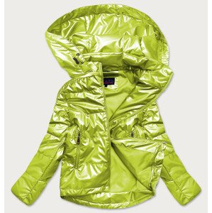 Lesklá dámska oversize bunda v limetkovej farbe (2021-06BIG) zielony 46