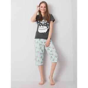 Grafitové dámske pyžamo s potlačou XL