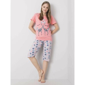 Koralové bavlnené pyžamo M