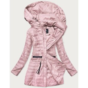 Ľahká ružová dámska bunda s kapucňou (5272) Růžová M (38)