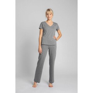 LA014 Cotton V-Neck Top - grey EU XL