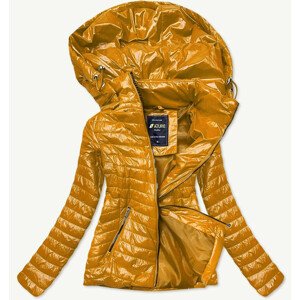 Lesklá dámska bunda v horčicovej farbe (6380) Žlutá S (36)