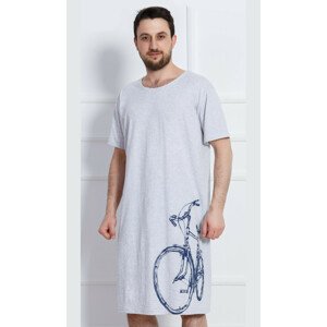 Pánska nočná košeľa Bicykel - Gazzaz svetlo šedá 4XL