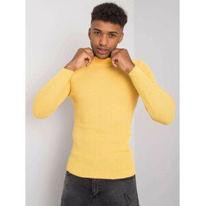 Pánsky žltý rolákový sveter XL