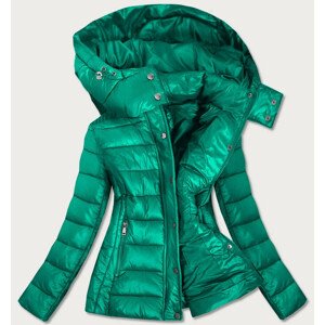 Zelená dámska prešívaná bunda s kapucňou, ktorú je možné odopnúť (7560) odcienie zieleni S (36)