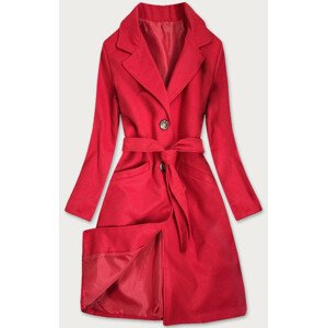 Červený klasický dámsky kabát s pásikom (22800) czerwony XL (42)