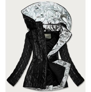 Čierna dámska bunda s ozdobnými vsadkami (MM50) stříbro 48