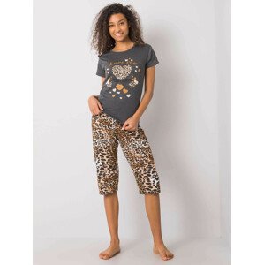 Grafitové dámske pyžamo so vzormi XL