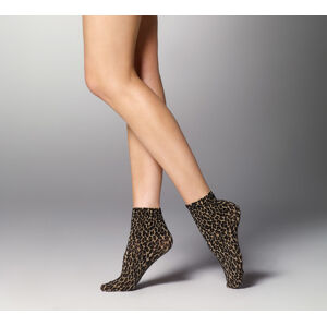 Dámske leopardie ponožky béžová UNI