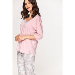 Dámske pyžamo Cana 578 3/4 S-XL růžovo-bílá S