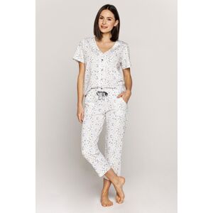 Dámske pyžamo 556 - Cana biele s kvetinovým vzorom M