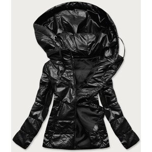 Čierna lesklá dámska bunda (B9751) černá 46