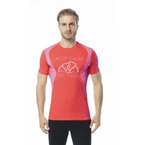 Pánske funkčné tričko s krátkym rukávom IRON-IC - Keep Calm & Eat Pizza - červené Farba: červená, veľkosť: S / M