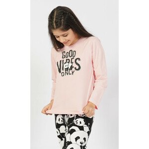 Detské dlhé pyžamo Len dobré vibrácie světle růžová 9 - 10