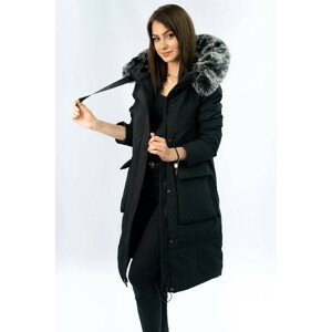 Čierny dámsky zimný kabát (X7093X) černá L (40)