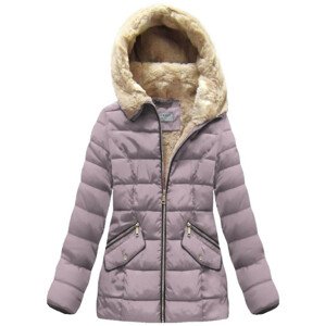 Dámska prešívaná zimná bunda v staroružovej farbe s kapucňou (R1051) Růžová XL (42)