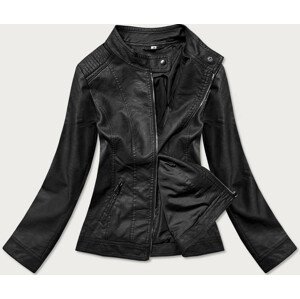 Čierna dámska kožená bunda (GV90-01) čierna 48