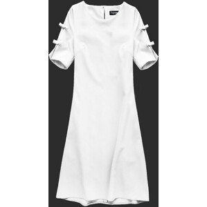 Jednoduché šaty v smotanovej farbe s mašličkami (87 / 2ART) biały M (38)
