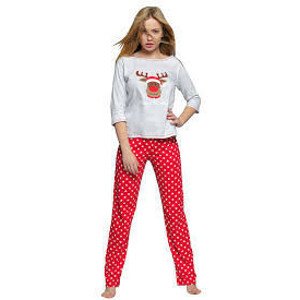 Dámske pyžamo Marry Christmas šedočervená - Sensis XL šedo-červená