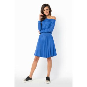 Letné šaty dámske vo voľnom strihu značkovej stredne dlhé modré - Modrá - Makadamové XL kráľovská modrá