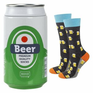 Pánske ponožky SOXO GOOD STUFF Pivo v plechovke ŠEDÁ/ŽLTÁ/ZELENÁ 40-45