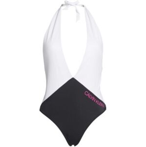 Jednodielne plavky KW0KW00975-BEH čiernobiela - Calvin Klein Čierna a Biela L