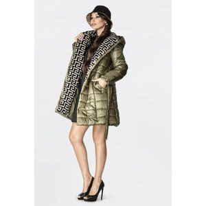 Dámska ľahká zimná bunda v khaki farbe so zateplenou kapucňou (OMDL-019) khaki XXL (44)