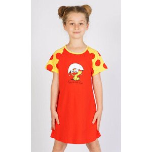 Detská nočná košeľa s krátkym rukávom Malé kurča červená 3 - 4