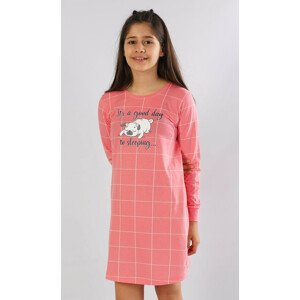 Detská nočná košeľa s dlhým rukávom Ospalec losos 7 - 8