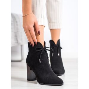 Pohodlné čierne členkové topánky dámske na širokom podpätku 40